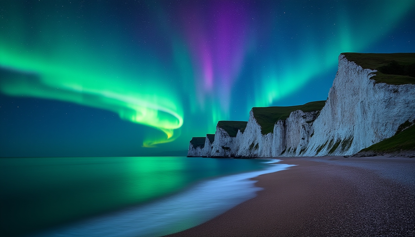découvrez la beauté magique des aurores boréales à étretat, une photographie renommée qui a remporté deux prestigieux prix. plongez dans l'univers fascinant de l'astronomie en célébrant ces étoiles de la science et de l'art.