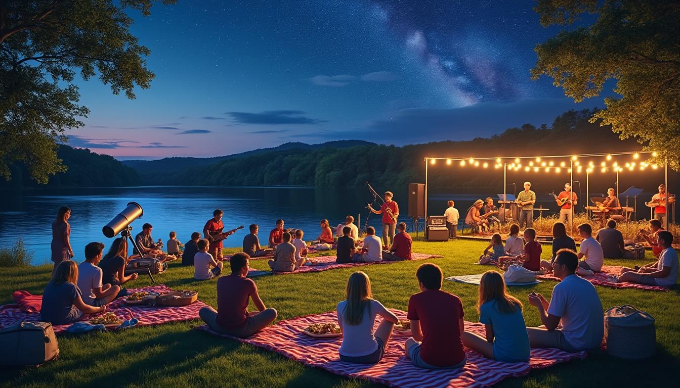 découvrez l'été à sautron, un événement exceptionnel alliant astronomie, musique envoûtante et pique-niques conviviaux au bord des rivières. participez à des nuits étoilées, savourez des mets délicieux et laissez-vous emporter par une ambiance festive et familiale au cœur de la nature.