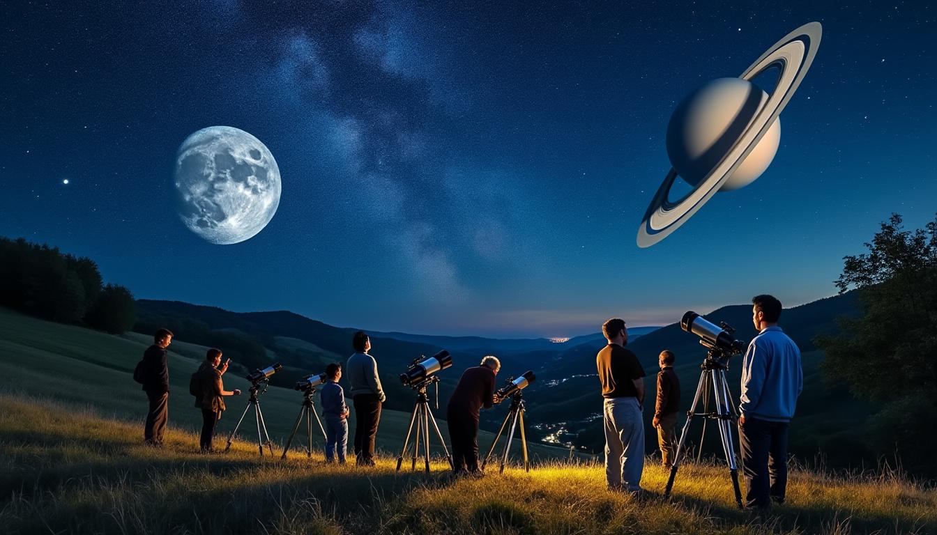 participez à une soirée unique avec l'association d'astronomie de sancerre pour découvrir les mystères fascinants de la lune et de saturne à travers observations et conférences.