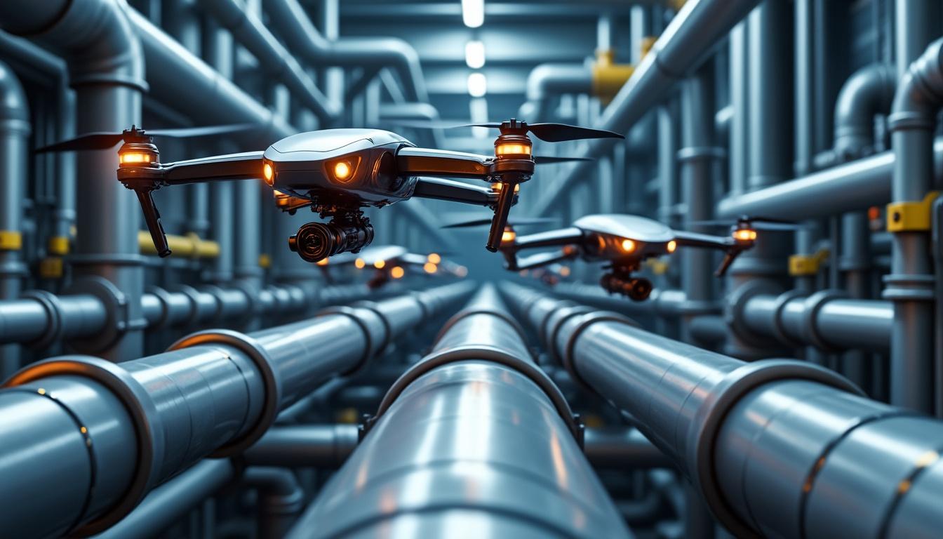 découvrez comment des drones high-tech révolutionnent l'inspection des tuyaux et conduits, offrant efficacité, précision et sécurité accrues pour la maintenance industrielle.