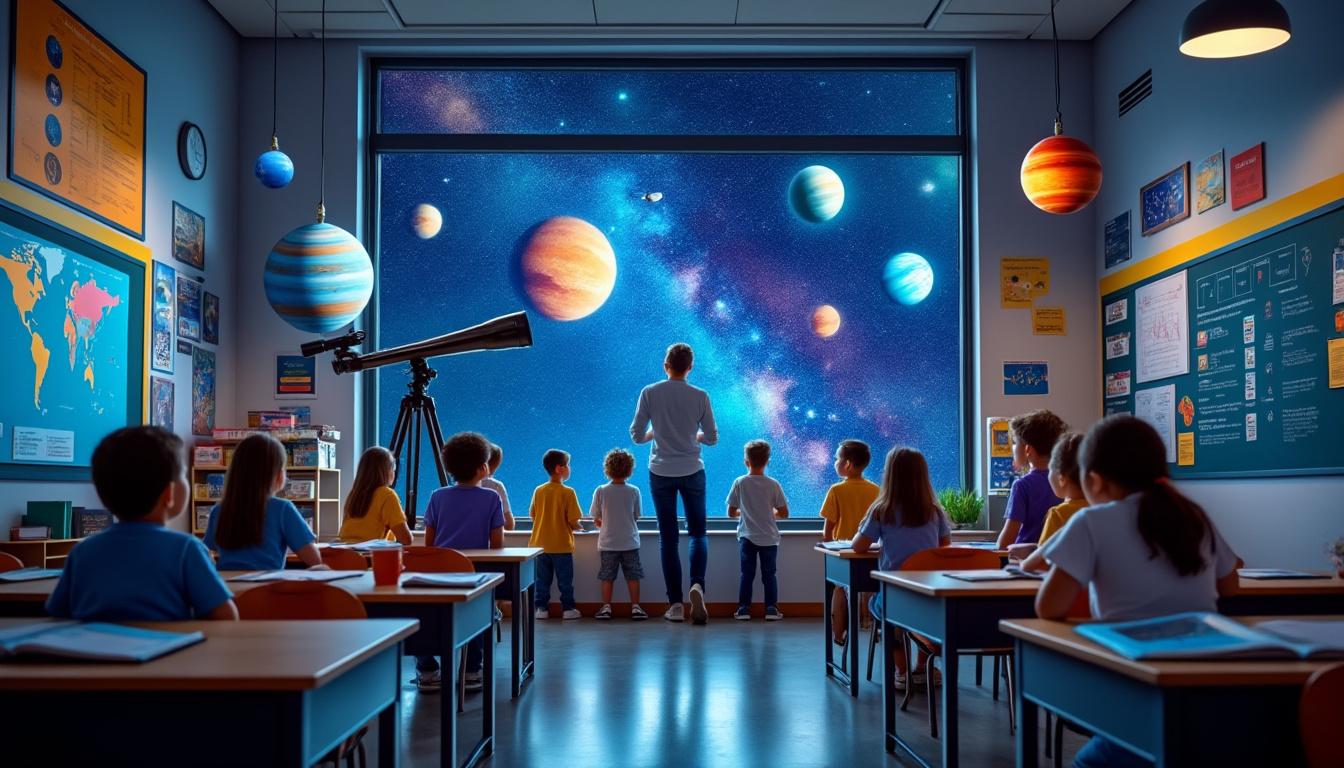 plongez dans l’astronomie : une aventure éducative captivante qui éveille la curiosité des élèves au cœur de l’école.